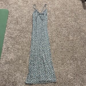 ZSupply Teal Floral Maxi Slip Dress with Adjustable Straps